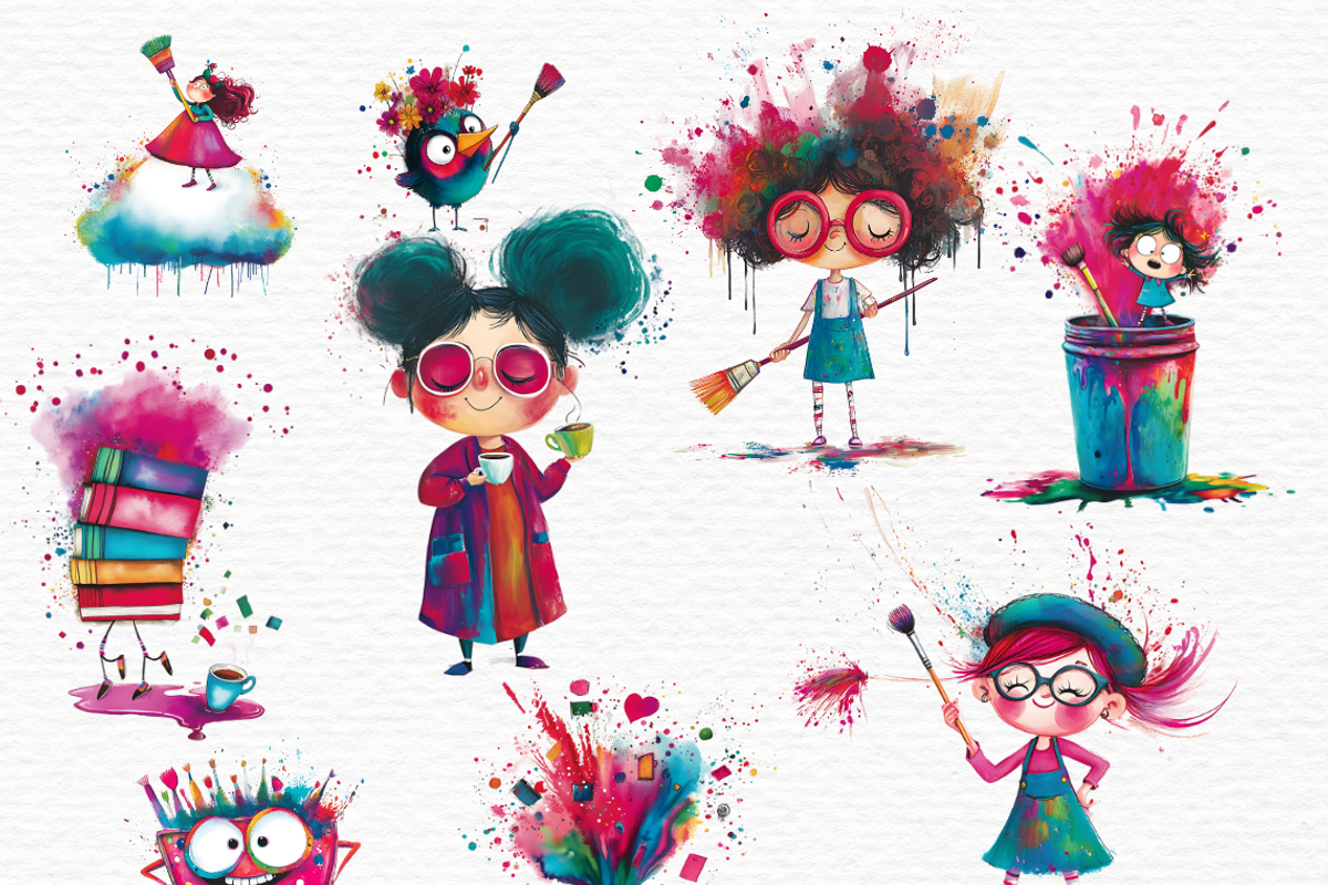 Quirky artist clipart whimsical, an Illustration by Invite to Clipart (Photo 3 of 4)