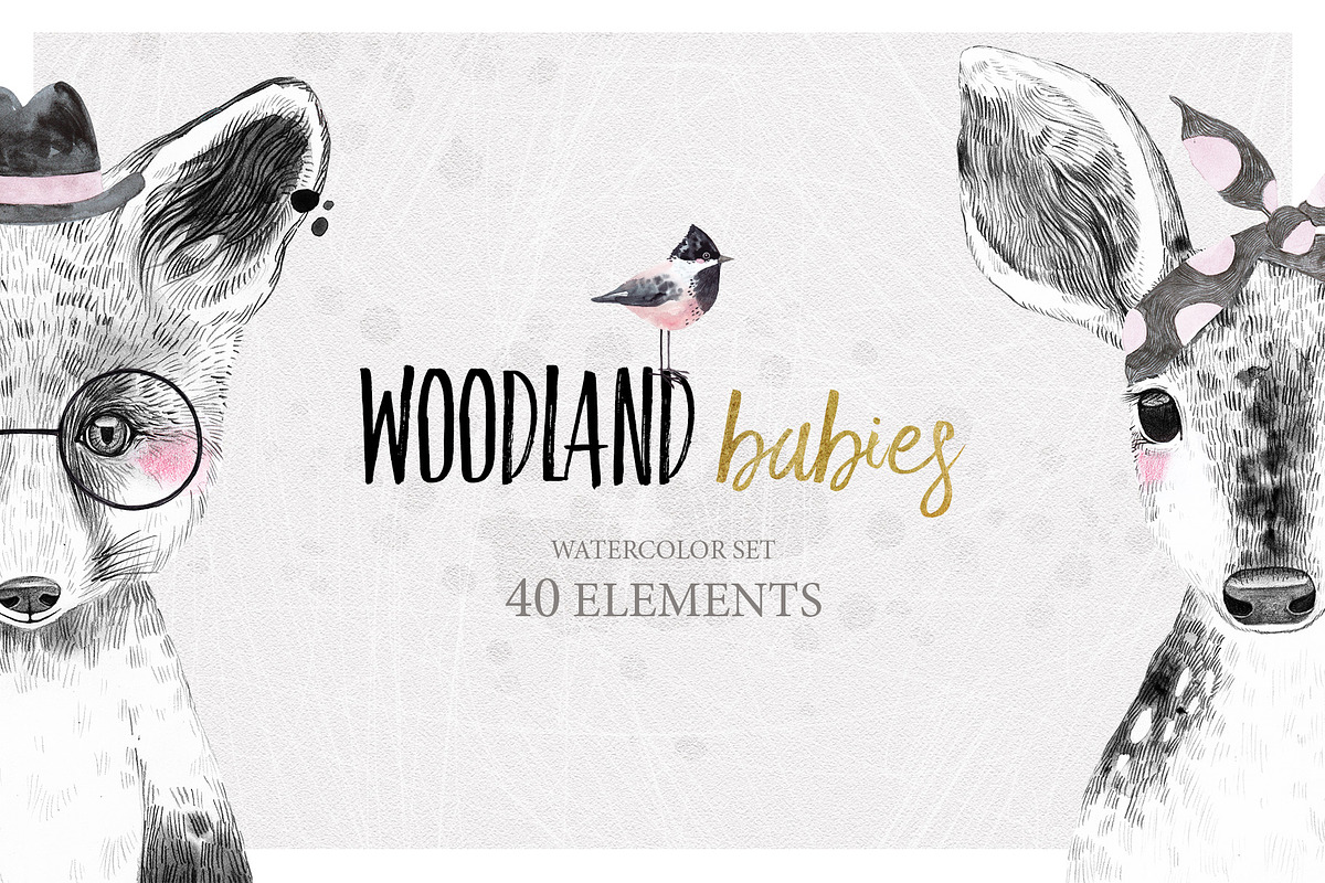 WOODLAND BABIES watercolor set, an Animal Illustration by Natali Smolova (Photo 1 of 7)