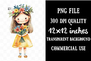 Watercolor Cute Girl Clipart, an Illustration by Designking (Thumbnail 4 of 5)