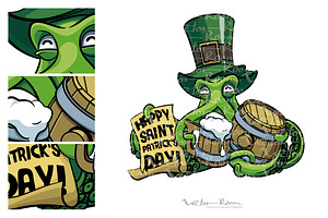 Octopus celebrating Patricks Day