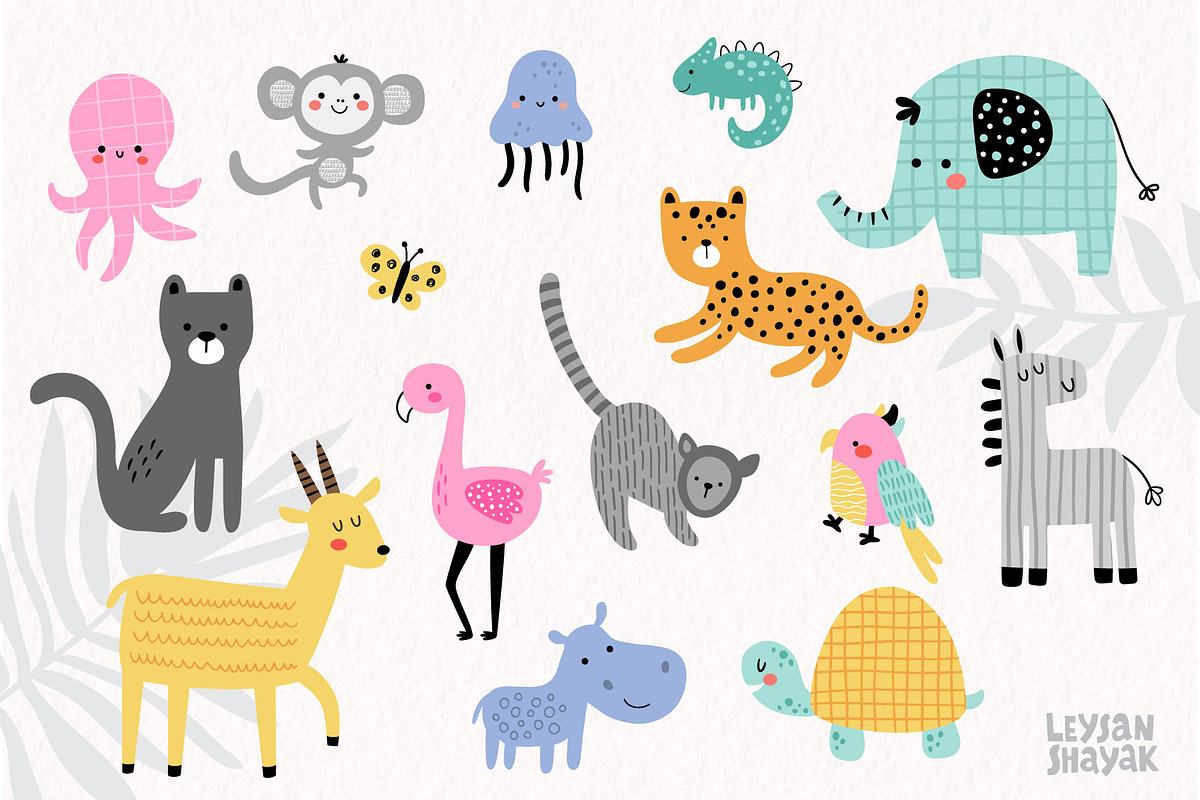Jungle animals kids clipart set, an Animal Illustration by Leysan Shayak (Photo 3 of 9)