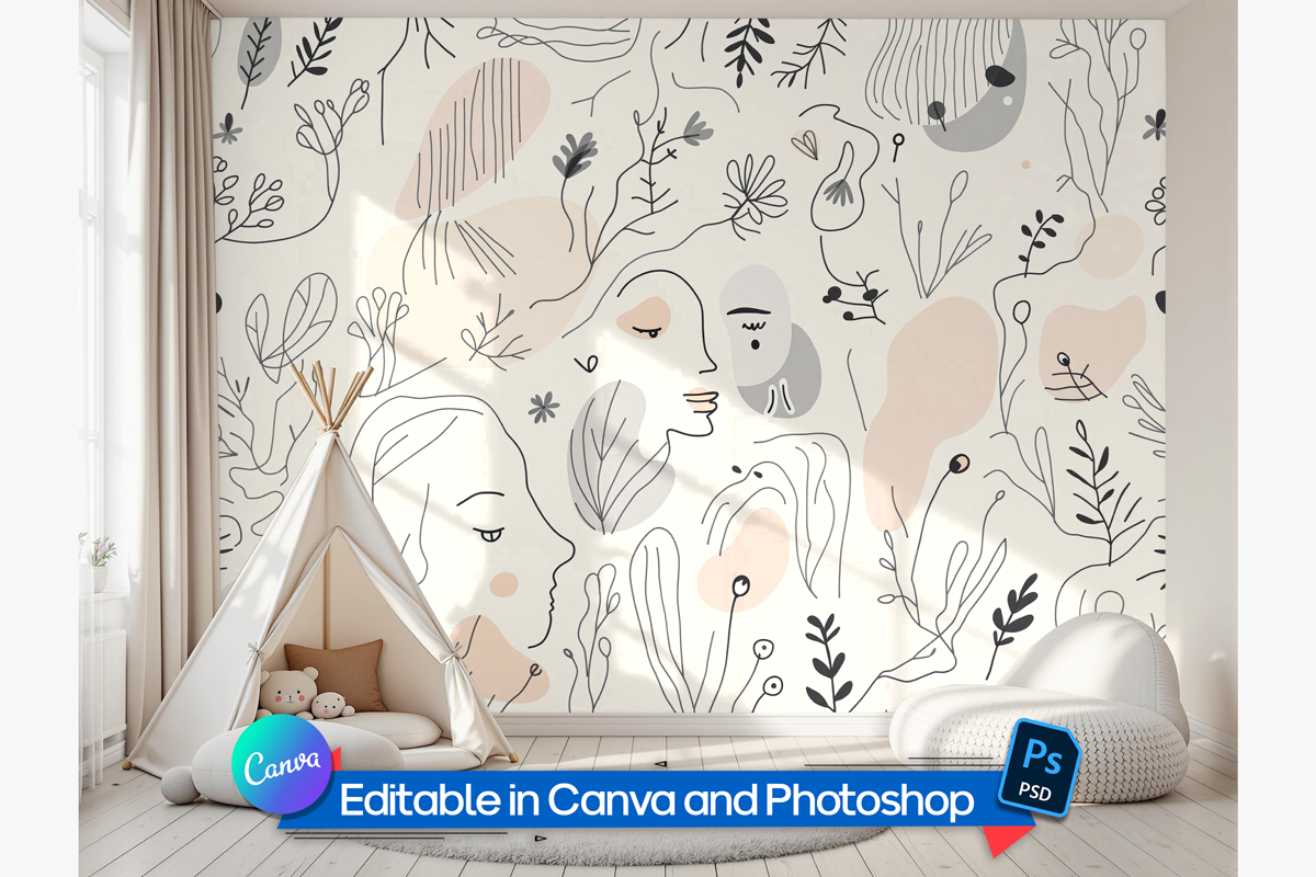 Kids Room Wallpaper Mockup, an Advertising Mockup by Rami's Mockups (Photo 2 of 3)
