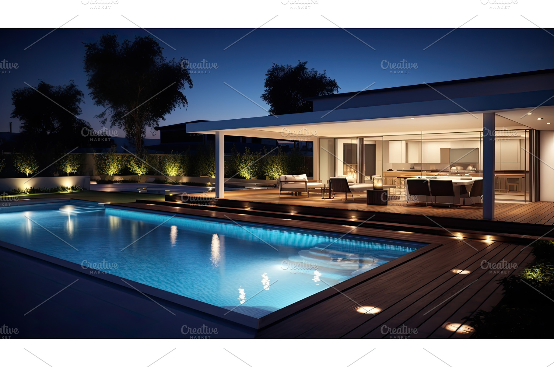 colorful swimming pool lights ai, a Technology Photo by pikepicture