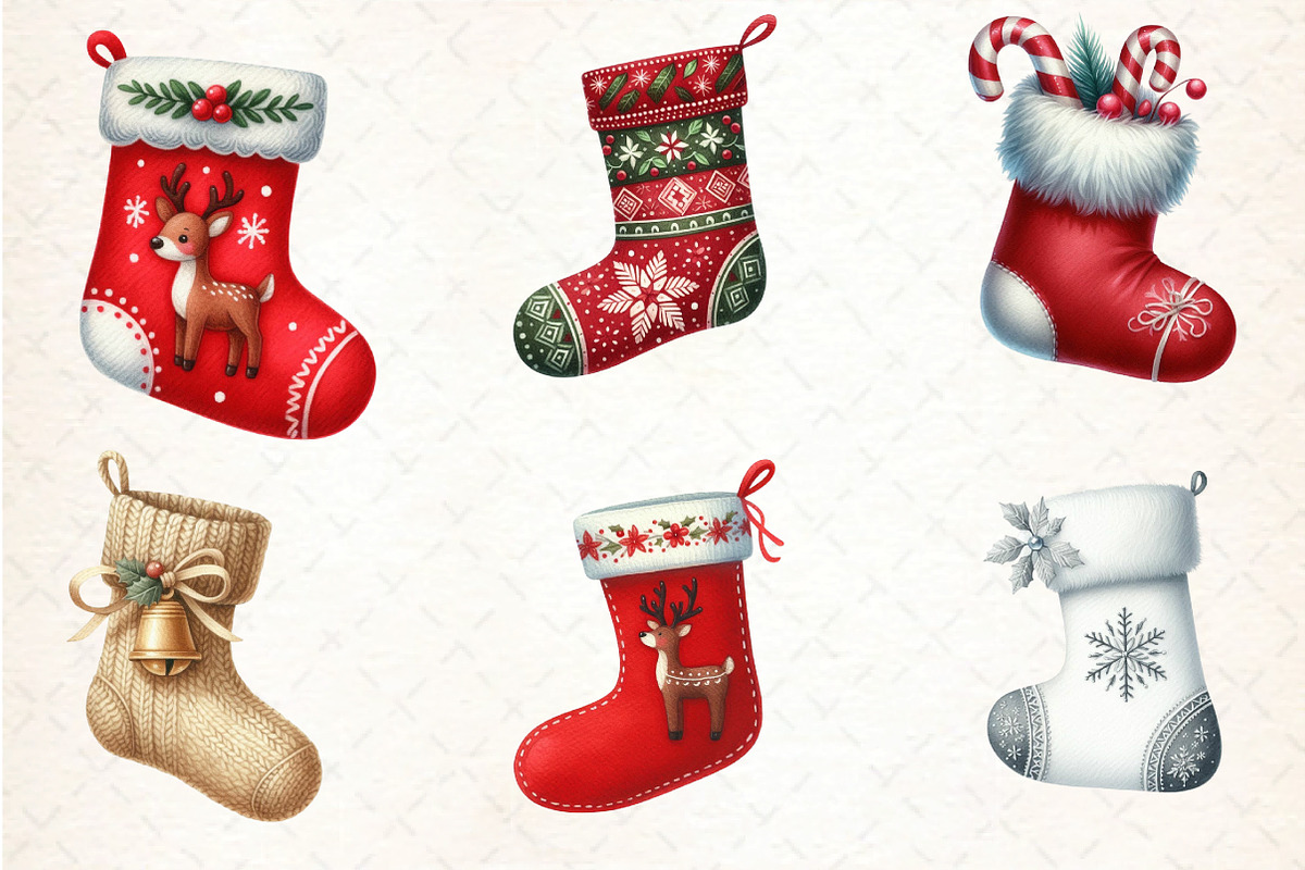 Christmas Stockings Clipart, an Illustration by DreamCafeArt (Photo 4 of 6)
