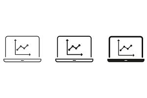 Laptop With Graph Icons, a Finance Illustration by Gentle Studio