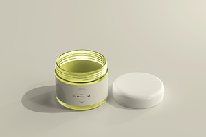 Glass Cosmetic Jar And Box Mockup