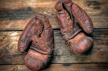 Very old leather brown boxing gloves stock photo containing sporting and age, a Sports & Recreation Photo by ndanko