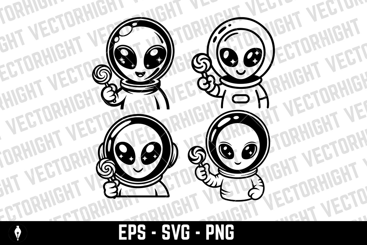 Cute alien holding a candy, a Person Illustration by Vectorhight (Photo 1 of 3)