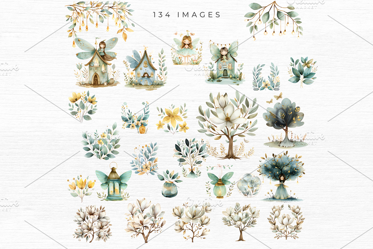 Fairy Garden Clipart, 134 PNG, a Decorative Illustration by EllyandLima (Photo 10 of 10)