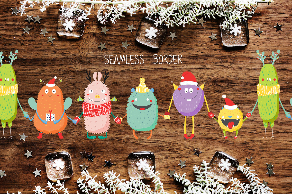 Cute Monsters Christmas Cards, a Seasonal Illustration by sceptical cactus (Photo 6 of 9)