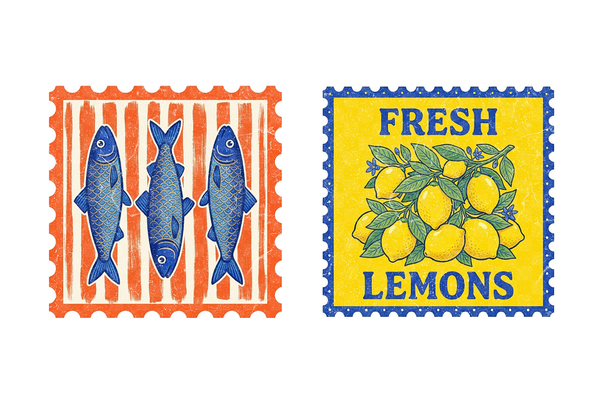 Italian Summer Stamp Clipart Bundle, an Illustration by Dream Creation (Photo 5 of 8)