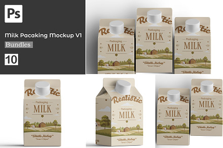 Milk Packaging Mockup Bundles V1