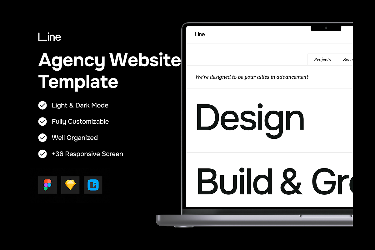 Line Agency Website UI Kit, an UI Kit Template by DjectStudio (Photo 1 of 6)