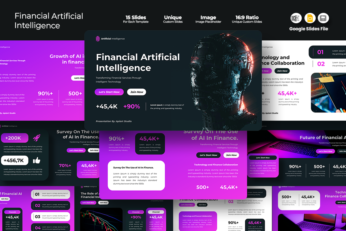 Financial AI Google Slides Template, a Presentation Template by Iqsiart Studio (Photo 1 of 3)