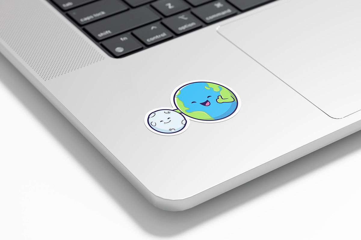 Cute Earth Hugs Moon Cartoon Vector, an Education Illustration by tkzgraphic (Photo 3 of 3)