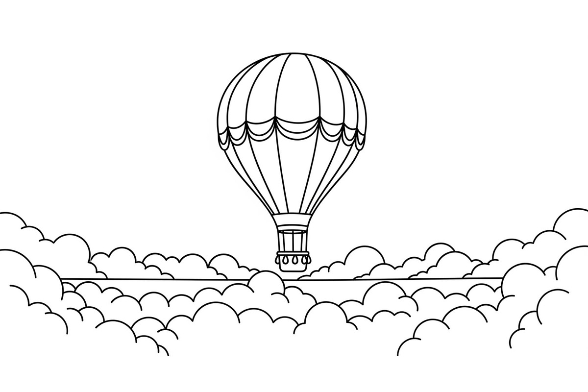 Hot Air Balloon Cloud Line Art bundl, an Illustration by Designer_Momina (Photo 12 of 51)