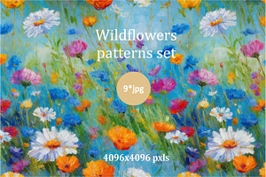 Wildflowers Artistic Patterns Set