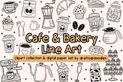 Cafe and Bakery Line Art Graphic Set, a Food Illustration by Drafts n Doodles (Thumbnail 1 of 12)