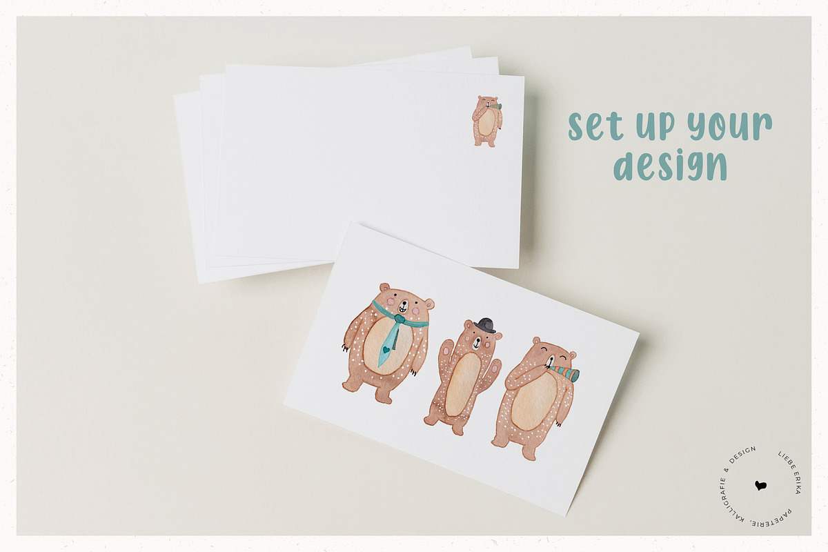 Watercolor Bears, an Illustration by liebe.erika - Papeterie (Photo 3 of 4)