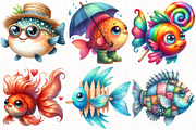 Quirky Summer Fishes Clipart, an Illustration by OK Design (Thumbnail 2 of 5)