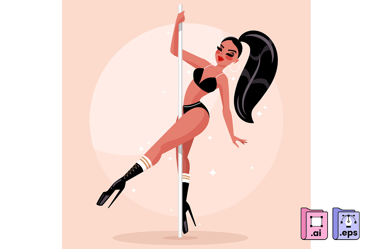 Elegant Pole Dancer Vector, a Person Illustration by MISS CHATZ (Photo 2 of 3)