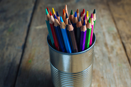 Colored pencils on wood containing pencil, color, and school