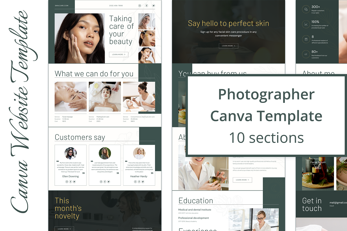 Skin Care. Canva Website Template, a Landing Page Template by KaluginaWEB (Photo 1 of 4)