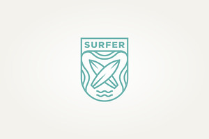 surfing minimalist line art logo, a Branding & Logo Template by Blazybone