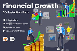 Financial Growth 3D Illustration