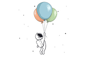 Astronaut Keeps Balloons