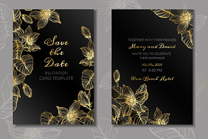 Wedding Black And Golden Invitation.