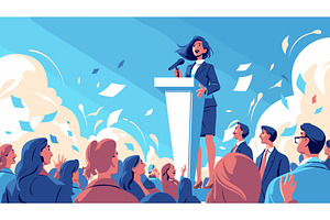 Woman politician speech. Party, a Person Illustration by Stock-Smart-Start