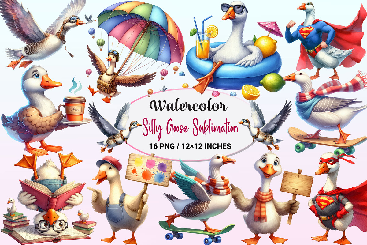 Silly Goose Sublimation Clipart, a Graphic by CitraGraphics (Photo 1 of 4)