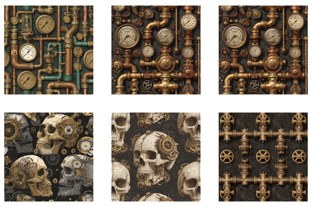 Steampunk Digital Papers, a Pattern Graphic by CreationArt (Photo 7 of 7)