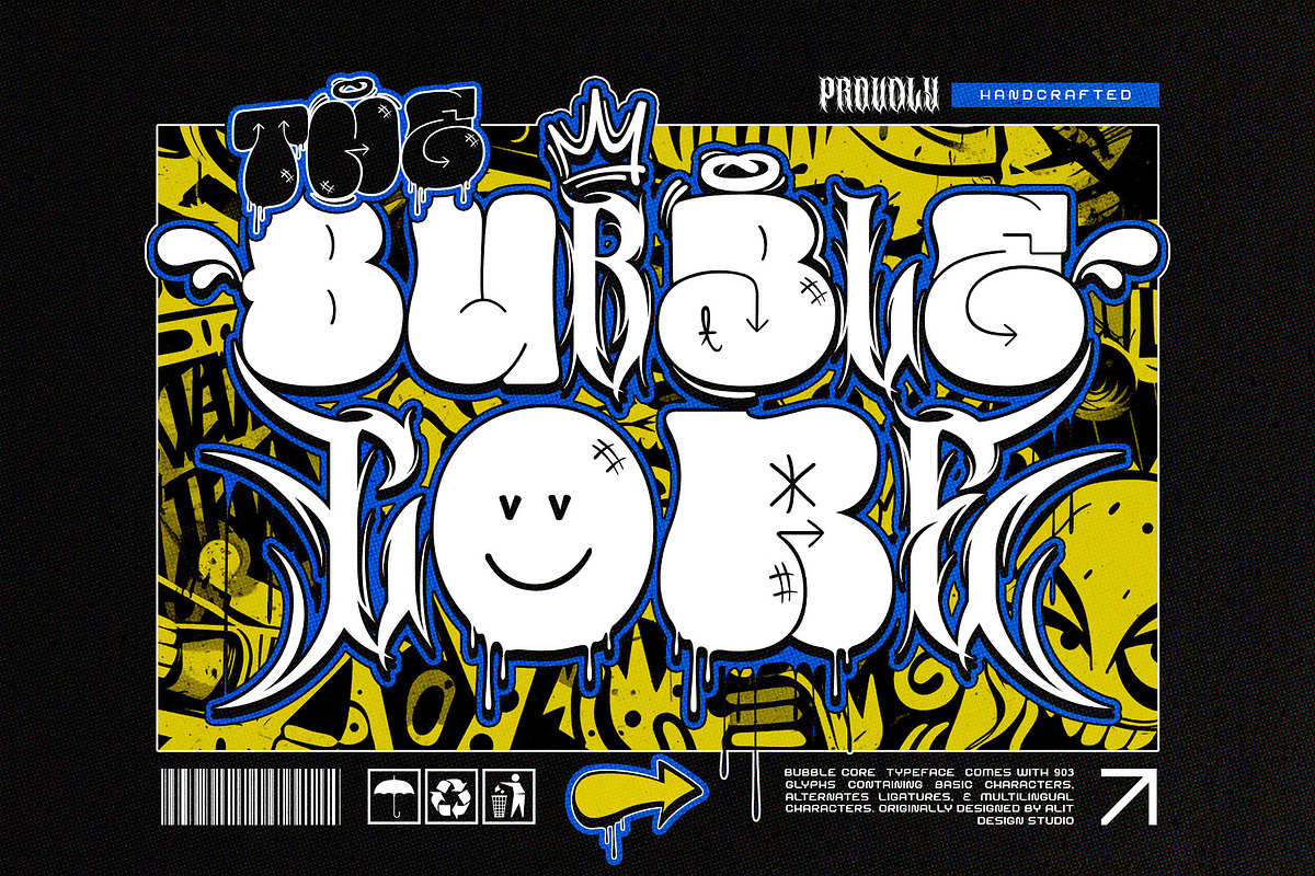 Bubble Core Graffiti Mix Metal Font, a Blackletter Font by alit design (Photo 1 of 22)