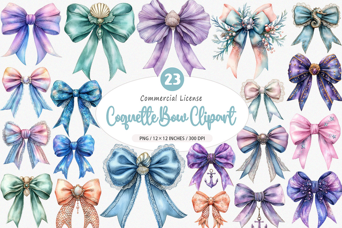 Mermaidcore Coquette Bow PNG, an Illustration by SinaCreation (Photo 1 of 5)