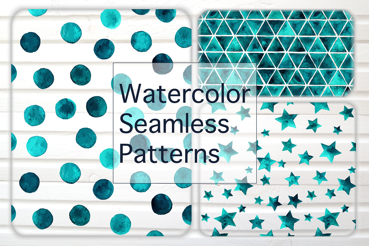 Watercolor Vector Seamless Patterns, a Pattern Graphic by Happiestsim (Photo 2 of 4)