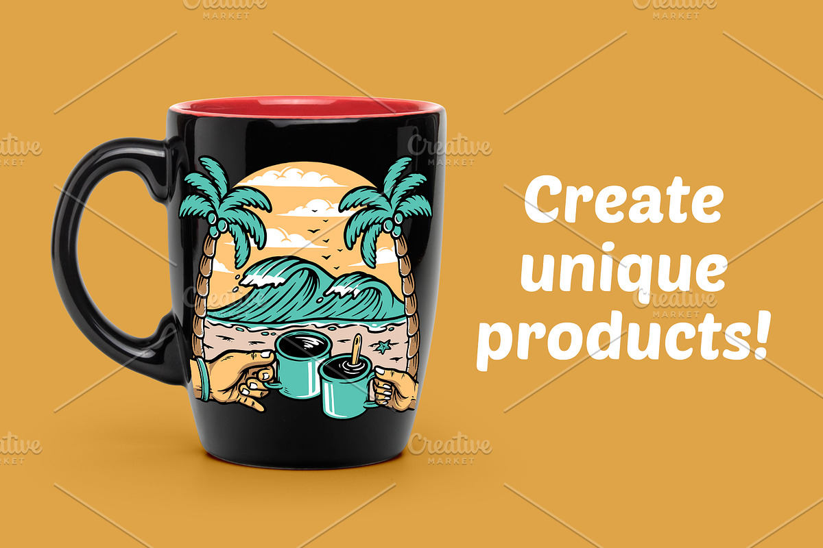 enjoying coffee on the beach, a Person Illustration by gunaonedesign (Photo 2 of 3)