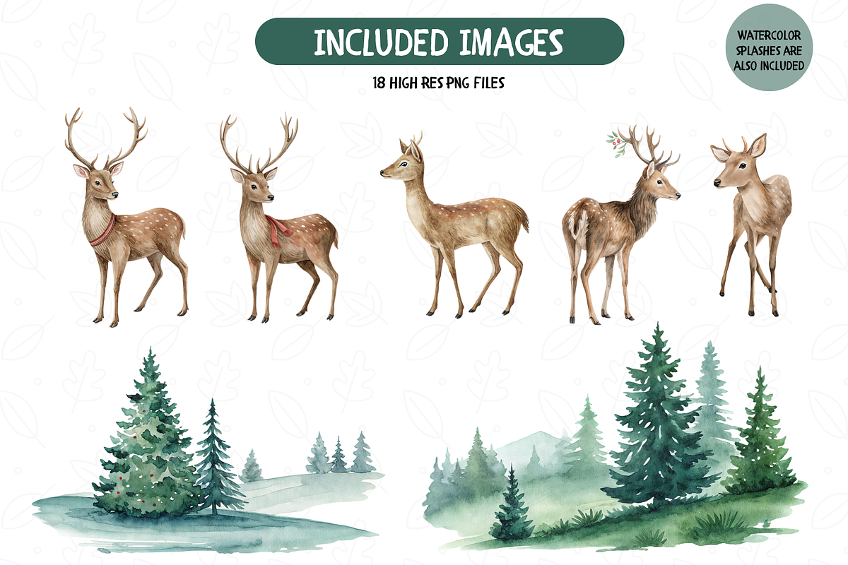 Forest Deer Watercolor Clipart, an Illustration by TatiMockup (Photo 2 of 5)