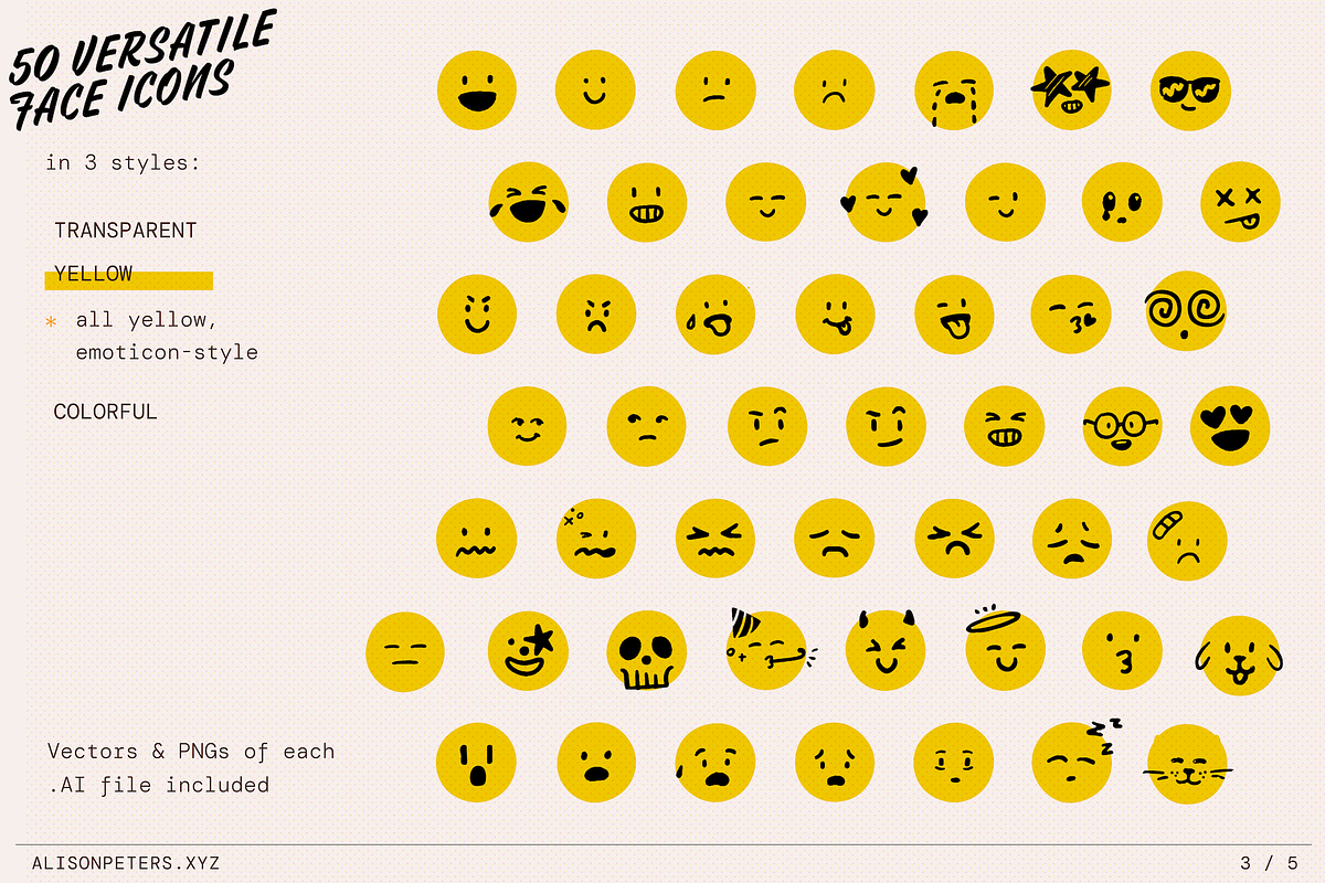 50 Hand-Drawn Faces, a Solid Icon by AlisonPeters.xyz (Photo 3 of 4)