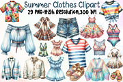Watercolor Summer Clothes Clipart Bu, an Illustration by Sublimation Artist (Thumbnail 1 of 6)