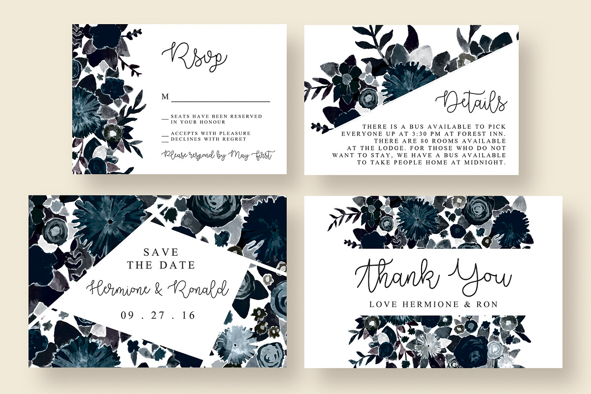 Stylish & Dark Floral Wedding Suite, an Invitation Template by Knotted Design (Photo 4 of 5)