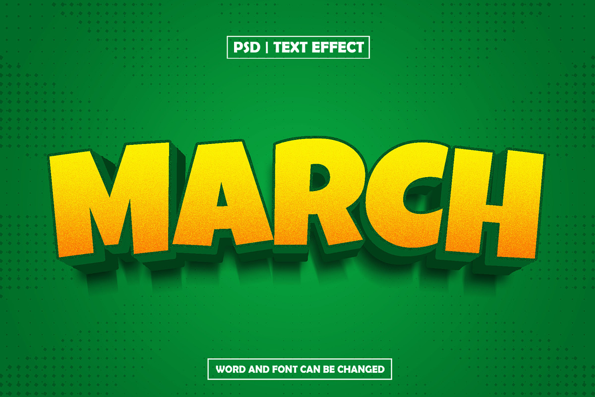 Bold 3d march text effect, a Layer Style Add-On by AP Market (Photo 2 of 2)