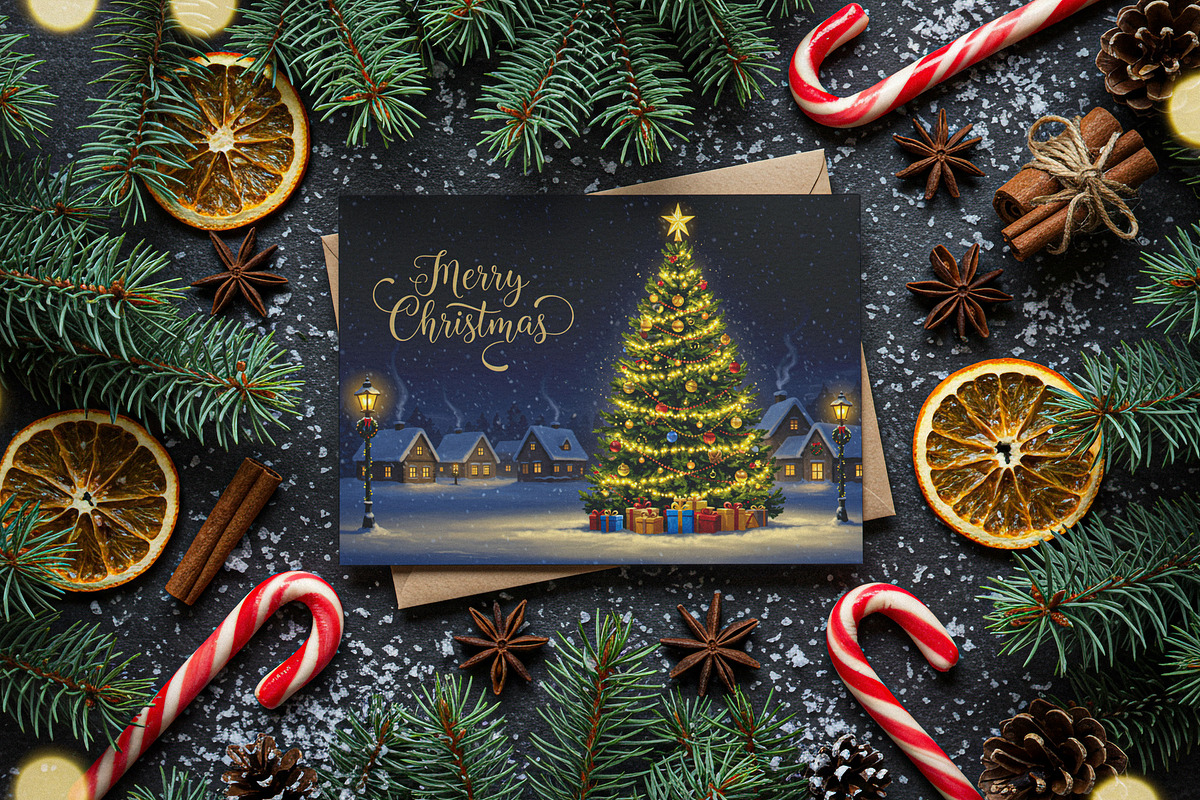 Christmas Holiday Card Mockup, a Product Mockup by Designer Dude