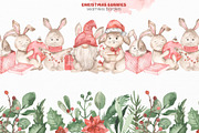 Christmas bunnies watercolor, an Animal Illustration by Marina Ermakova (Thumbnail 9 of 13)