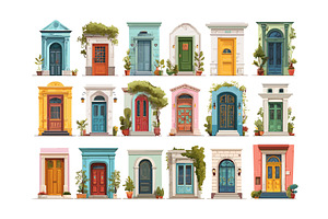 Vintage doors cartoon vector set, an Object Illustration by Onyx