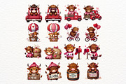 Valentine Highland Cow Clipart Set, an Animal Illustration by Nicolle's Colorful Art (Thumbnail 3 of 7)
