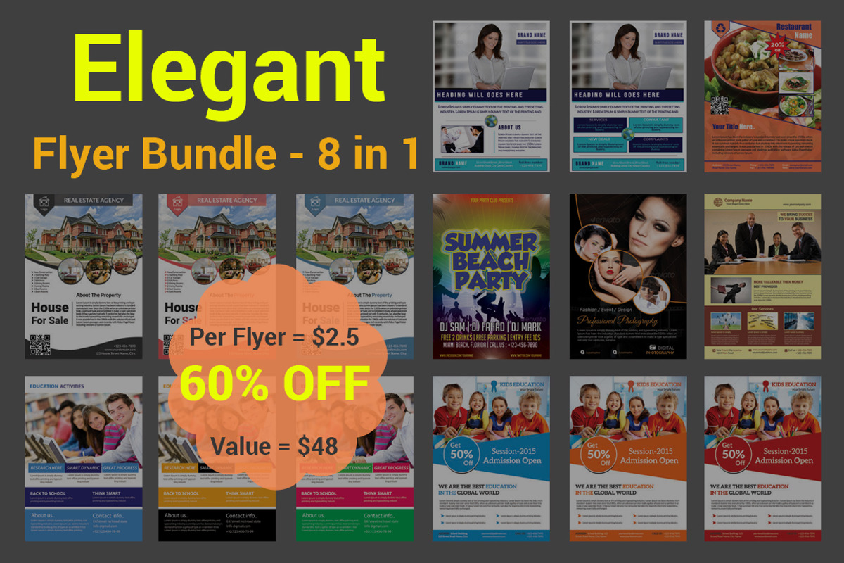 Elegant Flyer Bundle - 8 in 1, a Flyer Template by Design Master (Photo 1 of 3)