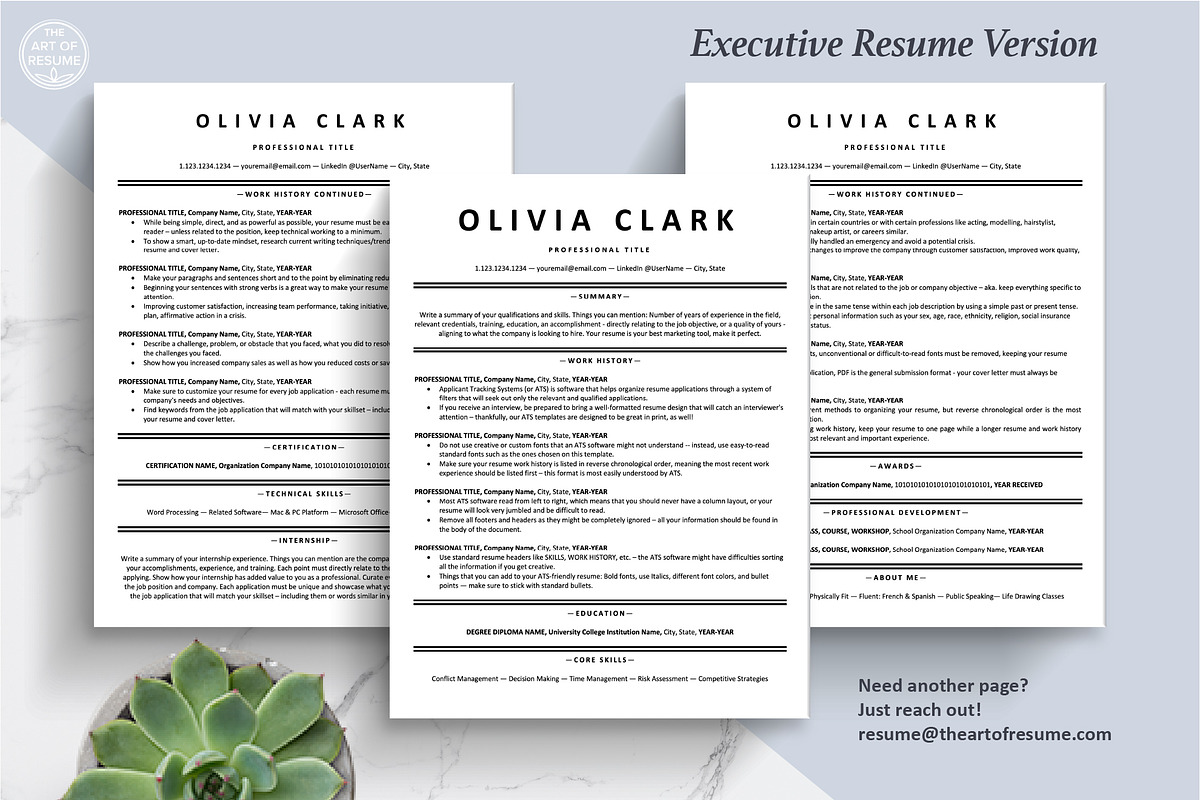 ATS Executive Resume CV Templates, a Resume Template by The Art of Resume (Photo 5 of 8)