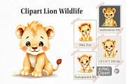 Watercolor Clipart Lion Wildlife, a Graphic by Artnoy (Thumbnail 1 of 5)
